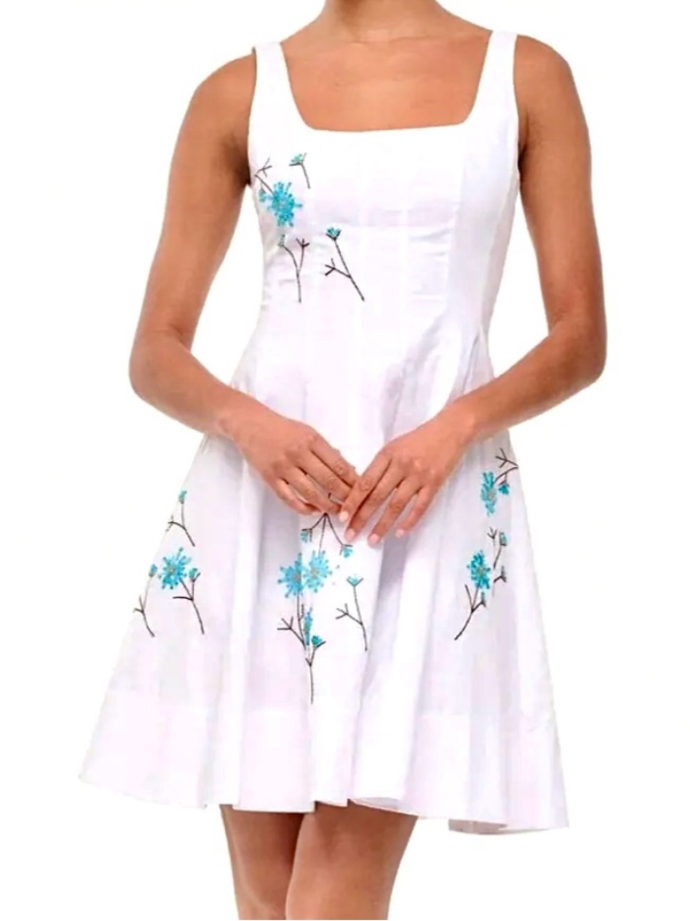 NWT Staud Wells Beaded Mini Dress Embroidered Dandelion White